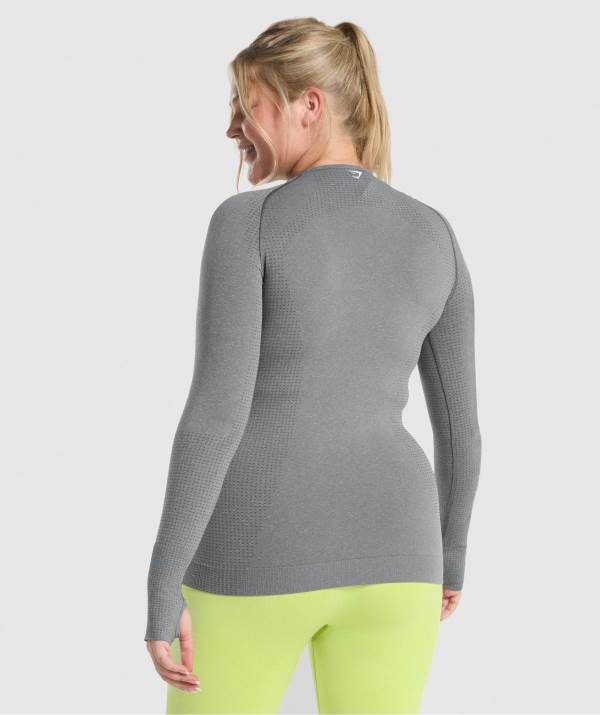 Damske Mikiny Gymshark Vital Seamless 2.0 Long Sleeve Top Siva | JM9741625